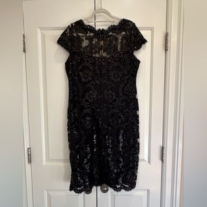 Plus size tadashi shoji sequin and lace dress.